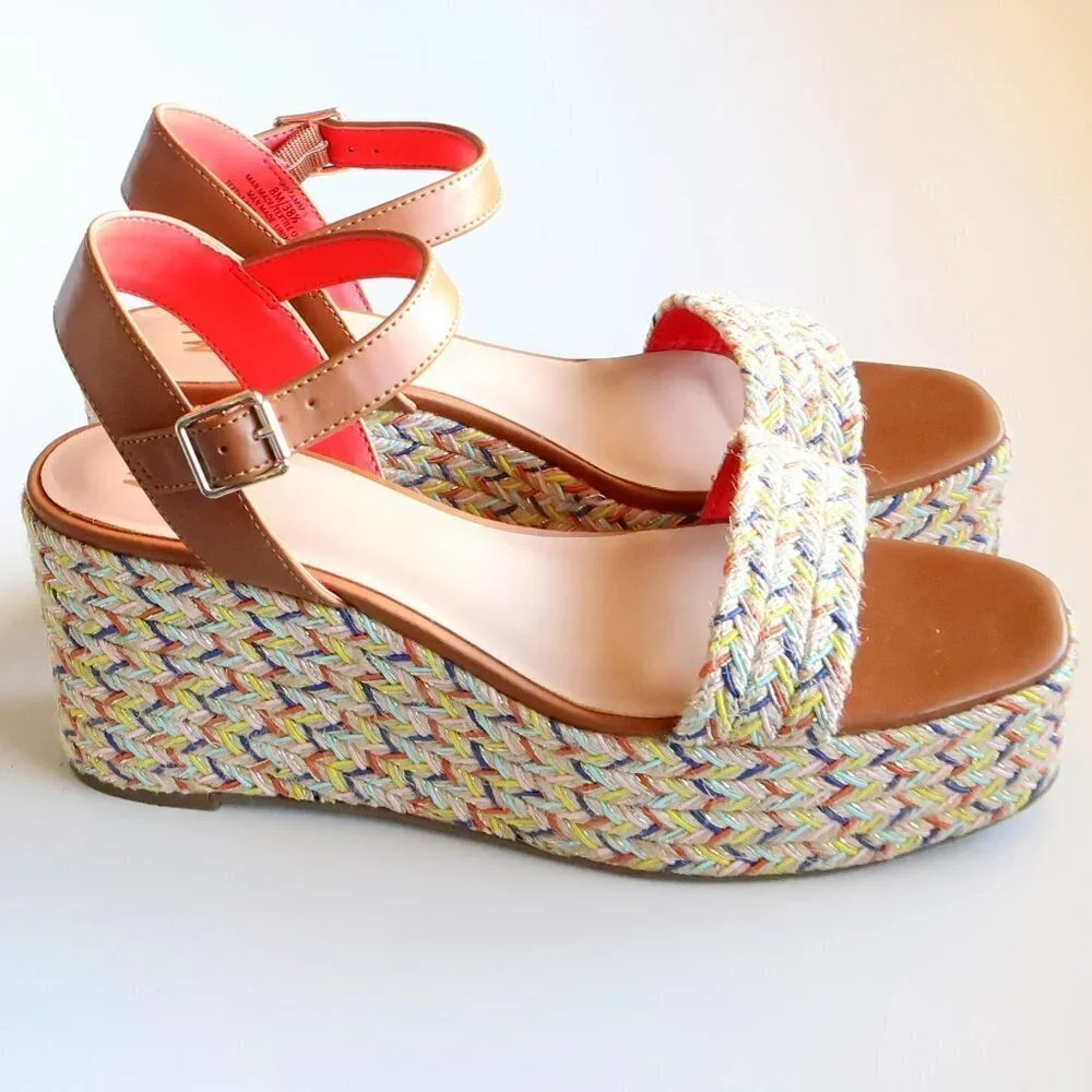 Mix No. 6 Cammie Multicolor Platform Wedge Heel Espadrille Sandals Summer Shoes - Picture 3 of 16